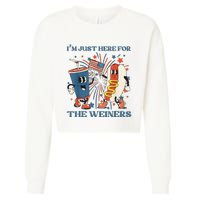 Hot Dog Im Just Here For The Wieners 4Th Of July Cropped Pullover Crew