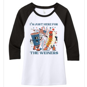 Hot Dog Im Just Here For The Wieners 4Th Of July Women's Tri-Blend 3/4-Sleeve Raglan Shirt