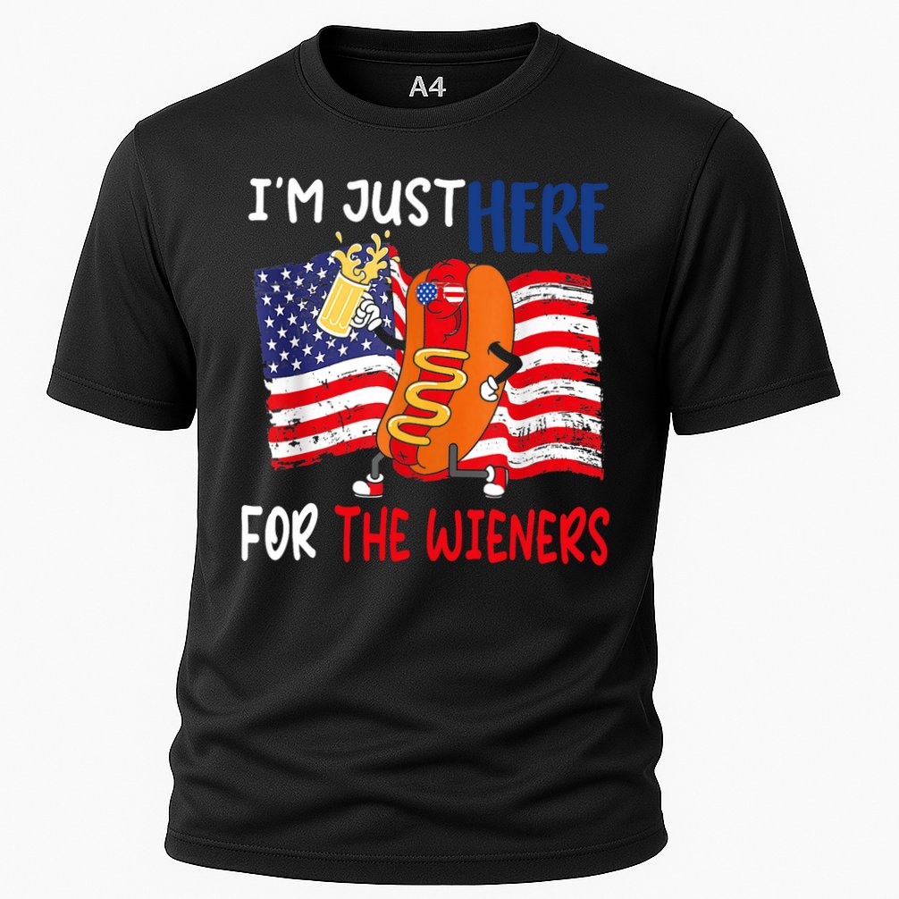 Hot Dog IM Just Here For The Wieners 4th Of July Usa Flag Performance Shirt