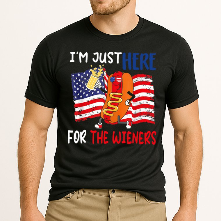 Hot Dog IM Just Here For The Wieners 4th Of July Usa Flag Performance Shirt