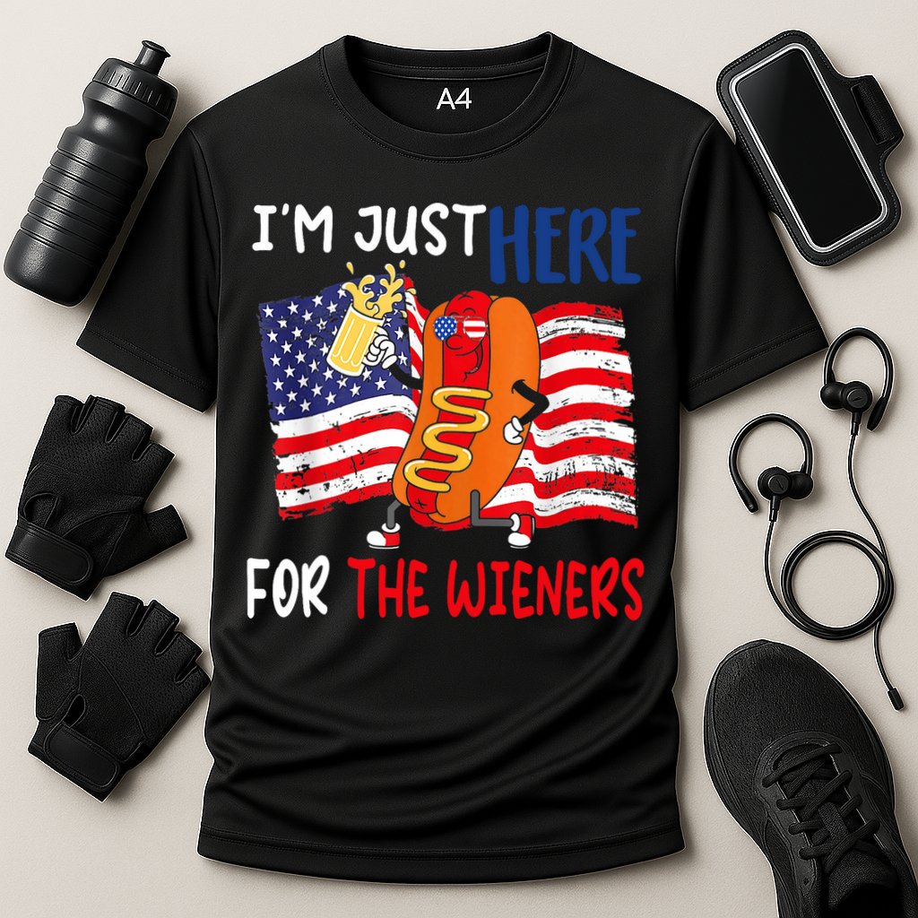 Hot Dog IM Just Here For The Wieners 4th Of July Usa Flag Performance Shirt