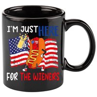 Hot Dog IM Just Here For The Wieners 4th Of July Usa Flag 11oz C Handle Ceramic Mug