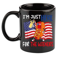 Hot Dog IM Just Here For The Wieners 4th Of July Usa Flag 11oz C Handle Ceramic Mug