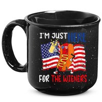 Hot Dog IM Just Here For The Wieners 4th Of July Usa Flag 15oz Campfire Ceramic Mug