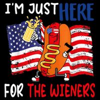 Hot Dog IM Just Here For The Wieners 4th Of July Usa Flag Drawstring Bag