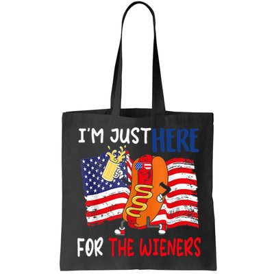 Hot Dog IM Just Here For The Wieners 4th Of July Usa Flag Bag