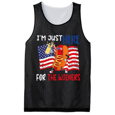 Hot Dog IM Just Here For The Wieners 4th Of July Usa Flag Mesh Reversible Basketball Jersey Tank