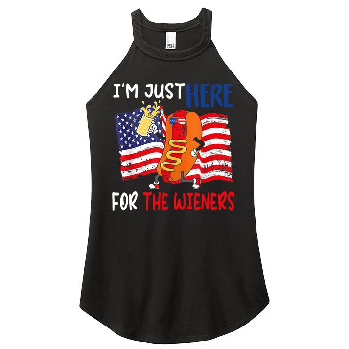 Hot Dog IM Just Here For The Wieners 4th Of July Usa Flag Women's Perfect Tri Rocker Tank