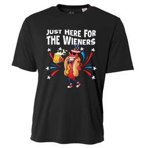 Hot Dog I'm Just Here For The Wieners 4Th Of July Cooling Performance Crew T-Shirt