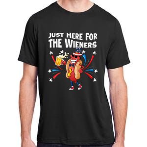 Hot Dog I'm Just Here For The Wieners 4Th Of July Adult ChromaSoft Performance T-Shirt