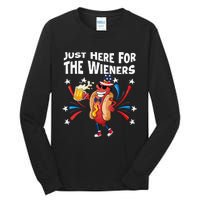 Hot Dog I'm Just Here For The Wieners 4Th Of July Tall Long Sleeve T-Shirt