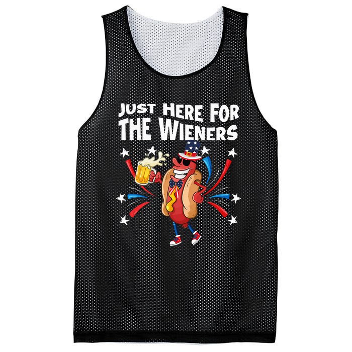 Hot Dog I'm Just Here For The Wieners 4Th Of July Mesh Reversible Basketball Jersey Tank