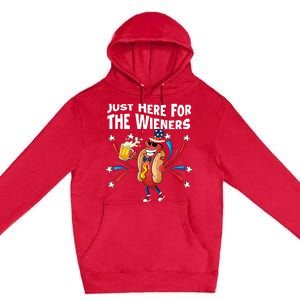 Hot Dog I'm Just Here For The Wieners 4Th Of July Premium Pullover Hoodie