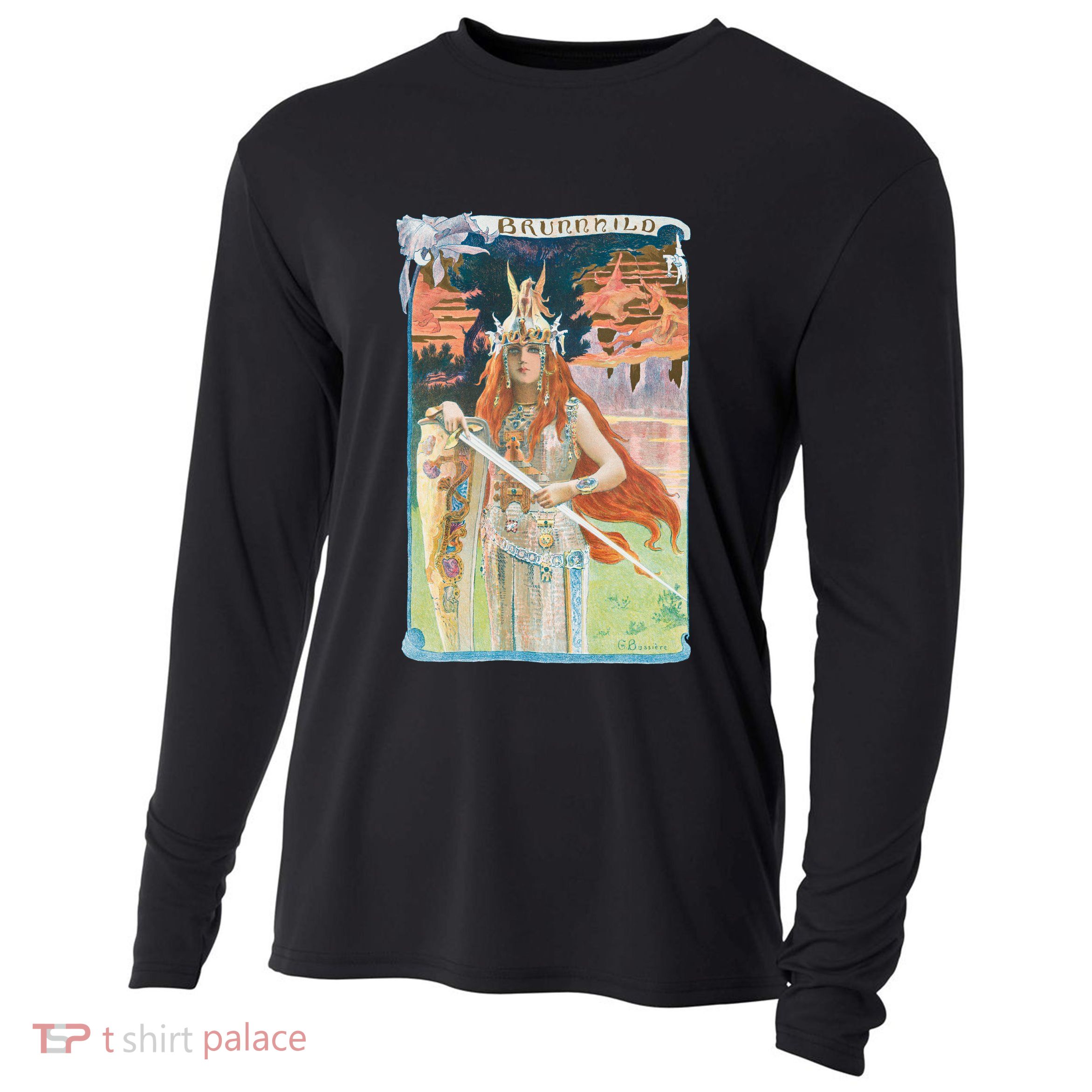 Hand Drawn Illustration Of Burnnhild Design Element Cooling Performance Long Sleeve Crew