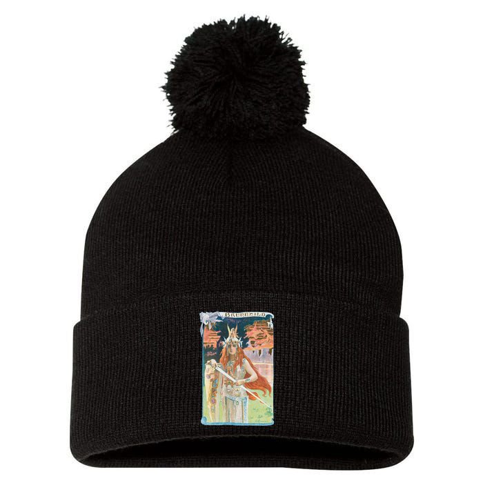 Hand Drawn Illustration Of Burnnhild Design Element Pom Pom 12in Knit Beanie