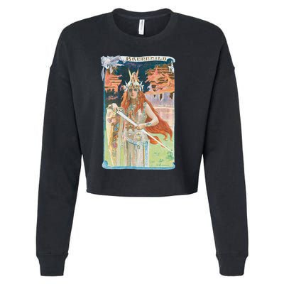 Hand Drawn Illustration Of Burnnhild Design Element Cropped Pullover Crew