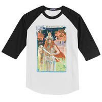 Hand Drawn Illustration Of Burnnhild Design Element Kids Colorblock Raglan Jersey