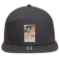 Hand Drawn Illustration Of Burnnhild Design Element 7 Panel Mesh Trucker Snapback Hat