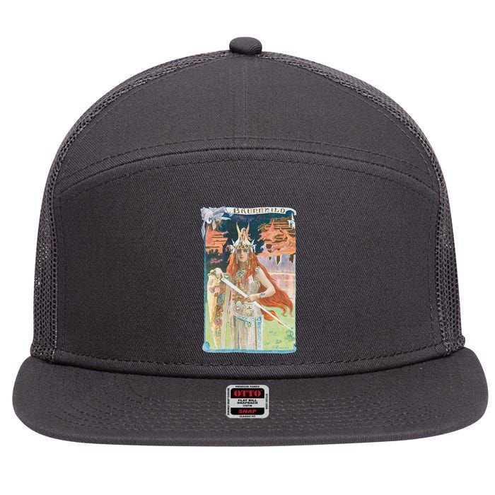 Hand Drawn Illustration Of Burnnhild Design Element 7 Panel Mesh Trucker Snapback Hat