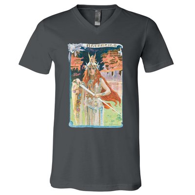Hand Drawn Illustration Of Burnnhild Design Element V-Neck T-Shirt