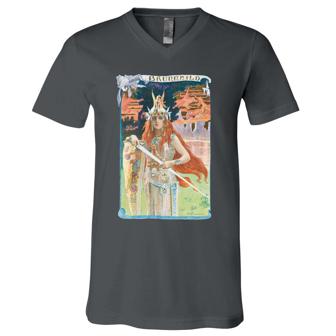 Hand Drawn Illustration Of Burnnhild Design Element V-Neck T-Shirt