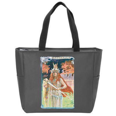Hand Drawn Illustration Of Burnnhild Design Element Zip Tote Bag