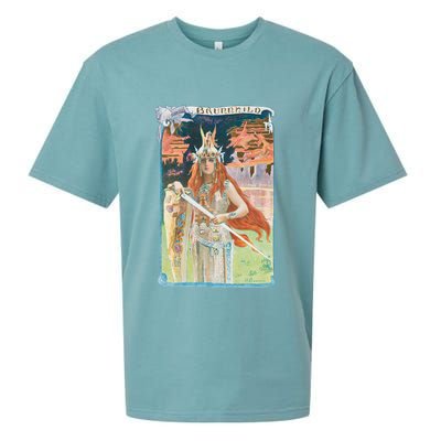 Hand Drawn Illustration Of Burnnhild Design Element Sueded Cloud Jersey T-Shirt