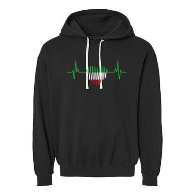 Heartbeat Design Iranian Flag Iran Garment-Dyed Fleece Hoodie