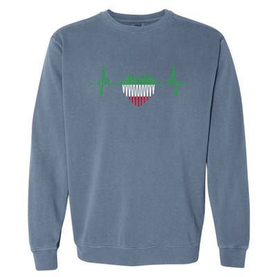 Heartbeat Design Iranian Flag Iran Garment-Dyed Sweatshirt