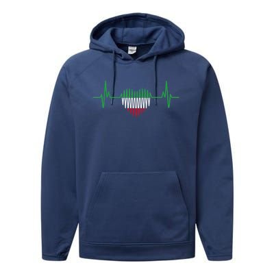 Heartbeat Design Iranian Flag Iran Performance Fleece Hoodie