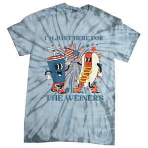 Hot Dog I'm Just Here For The Wieners 4Th Of July Tie-Dye T-Shirt