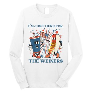 Hot Dog I'm Just Here For The Wieners 4Th Of July Long Sleeve Shirt