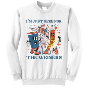 Hot Dog I'm Just Here For The Wieners 4Th Of July Sweatshirt