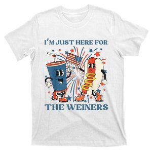 Hot Dog I'm Just Here For The Wieners 4Th Of July T-Shirt