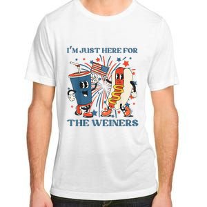 Hot Dog I'm Just Here For The Wieners 4Th Of July Adult ChromaSoft Performance T-Shirt