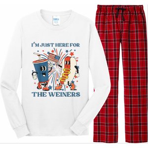 Hot Dog I'm Just Here For The Wieners 4Th Of July Long Sleeve Pajama Set