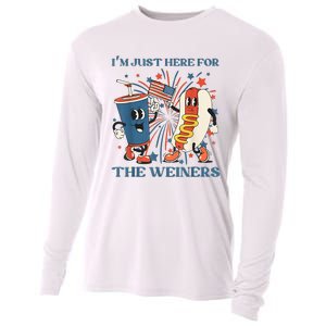 Hot Dog I'm Just Here For The Wieners 4Th Of July Cooling Performance Long Sleeve Crew