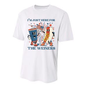 Hot Dog I'm Just Here For The Wieners 4Th Of July Performance Sprint T-Shirt