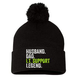 Husband Dad I.T. Support Legend Network Admin Funny Office Pom Pom 12in Knit Beanie