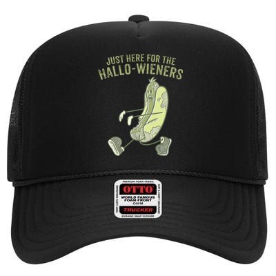 Hot Dog IM Just Here For The Hallowieners Funny Halloween High Crown Mesh Back Trucker Hat