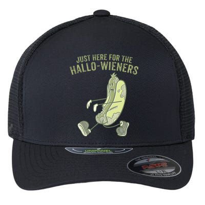 Hot Dog IM Just Here For The Hallowieners Funny Halloween Flexfit Unipanel Trucker Cap