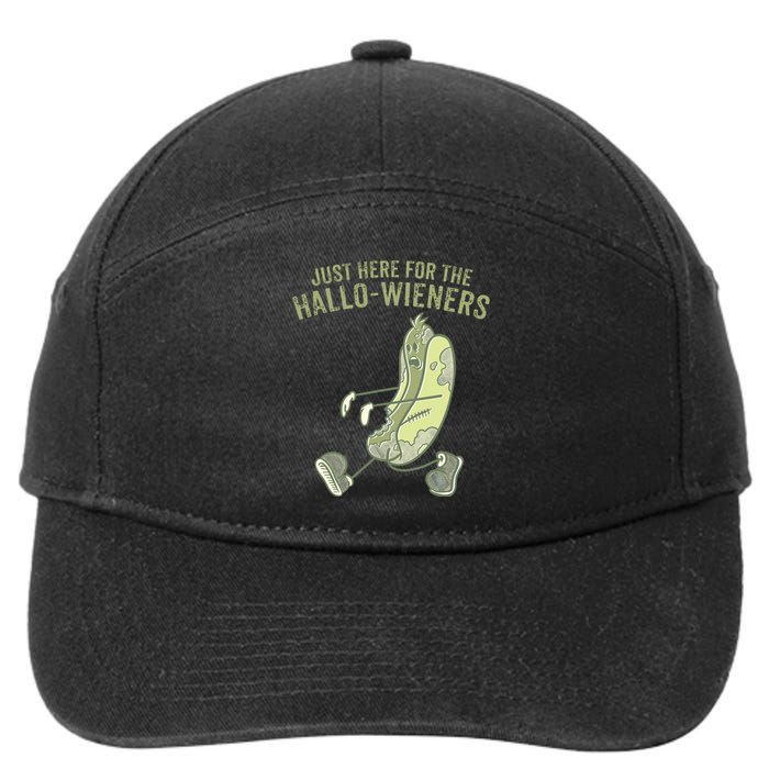 Hot Dog IM Just Here For The Hallowieners Funny Halloween 7-Panel Snapback Hat