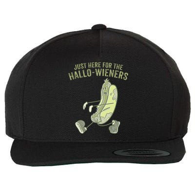 Hot Dog IM Just Here For The Hallowieners Funny Halloween Wool Snapback Cap