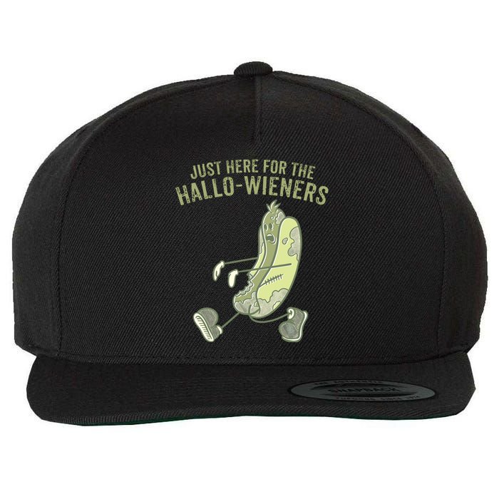 Hot Dog IM Just Here For The Hallowieners Funny Halloween Wool Snapback Cap