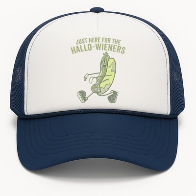 Hot Dog IM Just Here For The Hallowieners Funny Halloween Trucker Hat