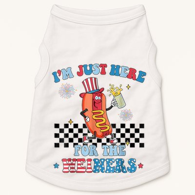 Hot Dog Im Just Here For The Wieners 4Th Of July Doggie Tank