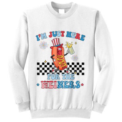 Hot Dog Im Just Here For The Wieners 4Th Of July Sweatshirt