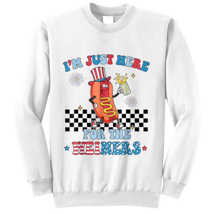 Hot Dog Im Just Here For The Wieners 4Th Of July Sweatshirt