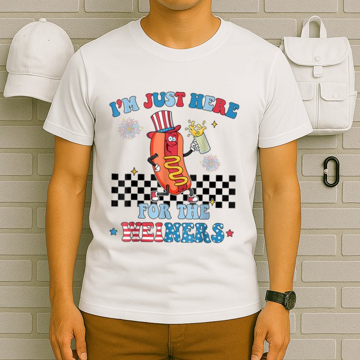 Hot Dog Im Just Here For The Wieners 4Th Of July T-Shirt