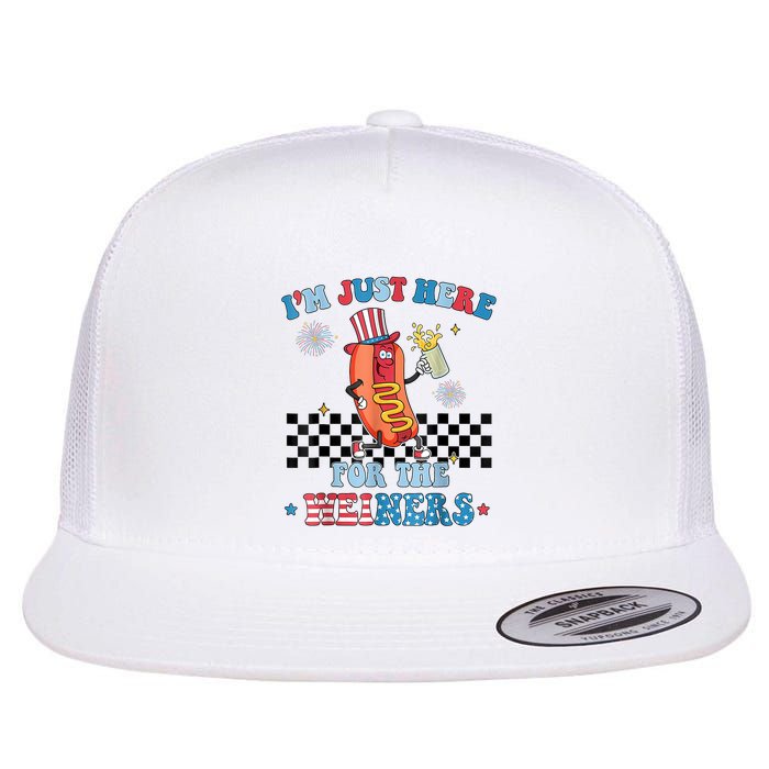 Hot Dog Im Just Here For The Wieners 4Th Of July Flatbill Hat